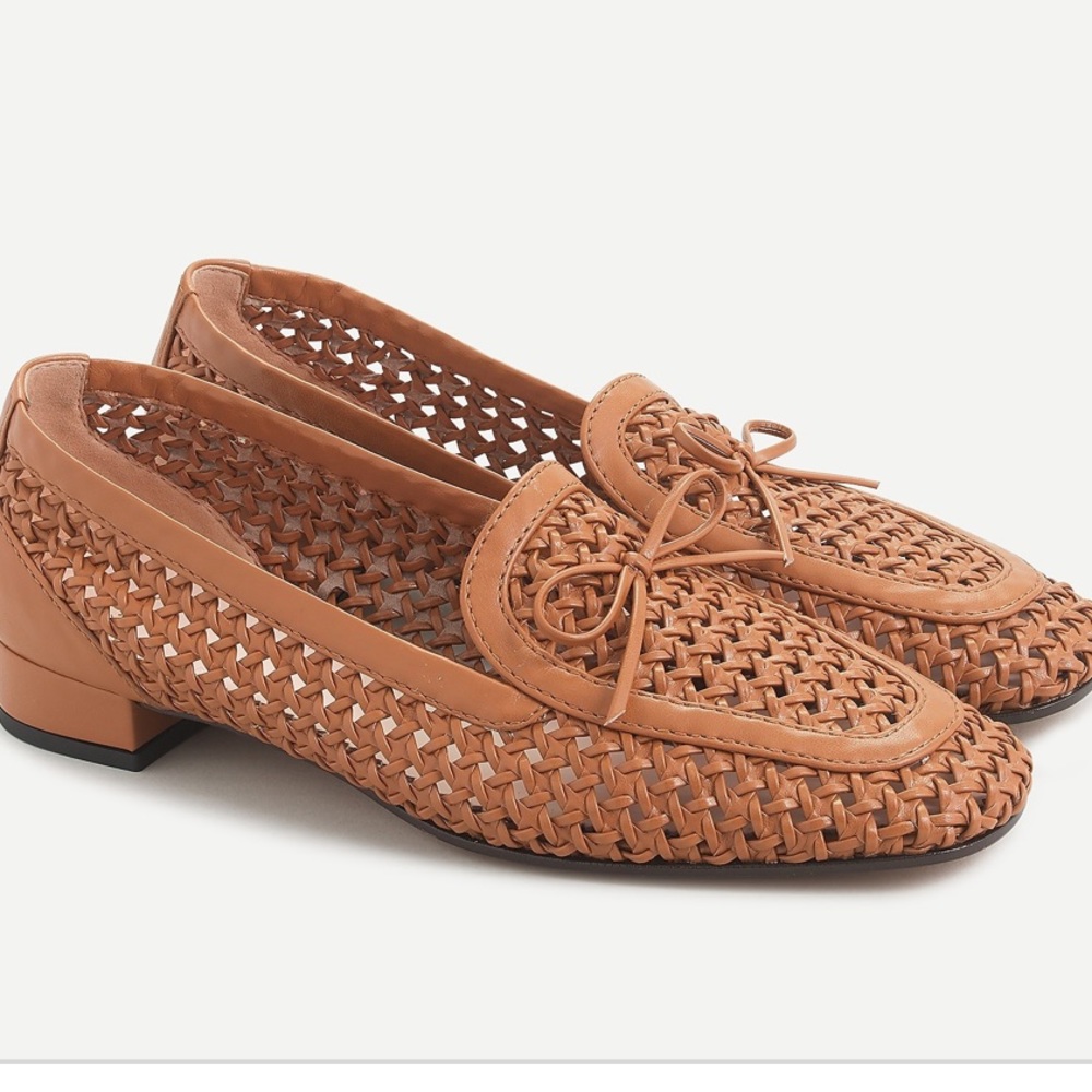 J crew Woven loafers with bow detail AJ823 leather